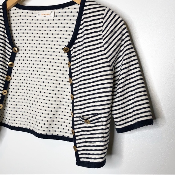 Pilcro and the Letterpress Cropped Cardigan Navy and White Stripe Size XS - Picture 3 of 5